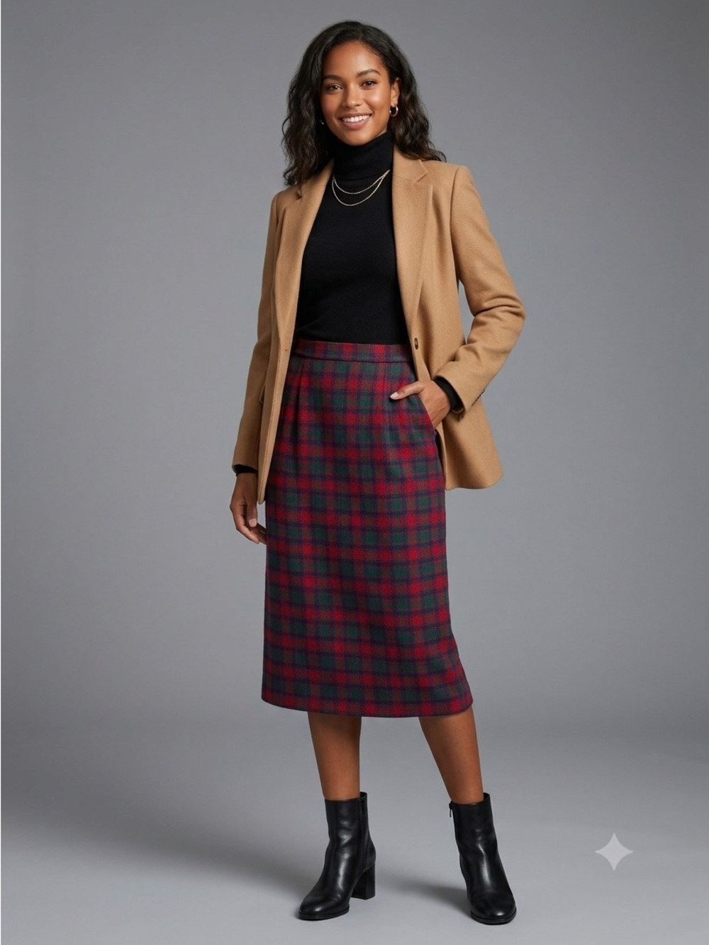 Pendleton Classic Red Green Plaid Wool Pencil Skirt Women’s Sz 6 Lined Midi USA